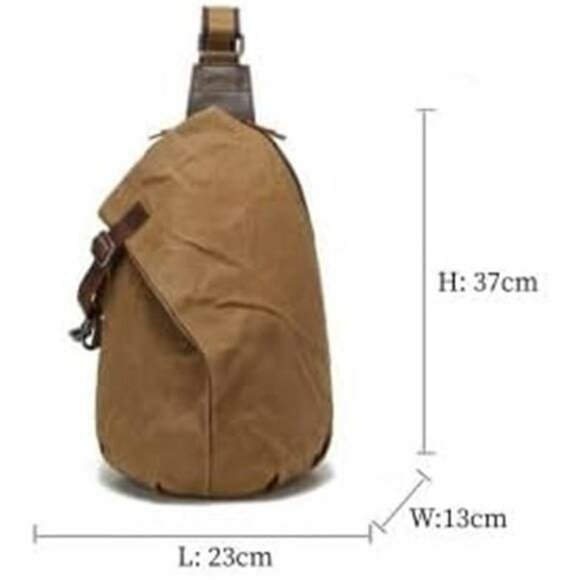 Mens Sling Backpack Crossbody Bag Waxed Canvas Waterproof Travel Shoulder Pack - Picture 3 of 7